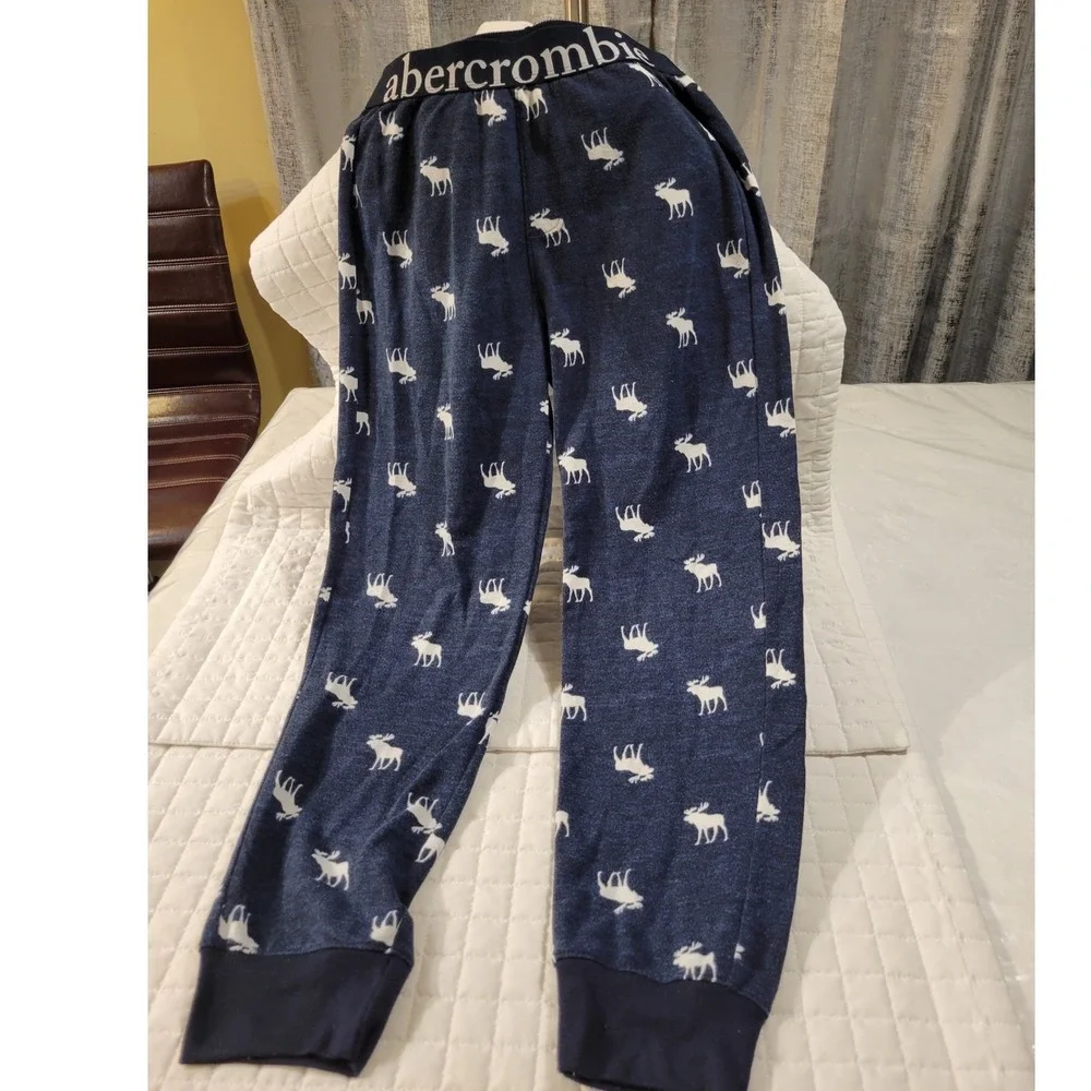 VTG Abercrombie Kids Boys Pajama Lounge Pants All Over Moose Print Sleepwear Y2K